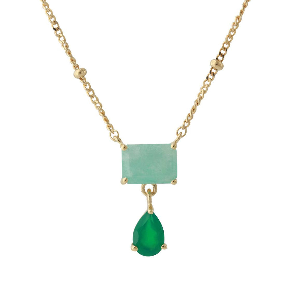 18ct gold-plated silver necklace with amazonite & green onyx
