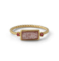 18ct gold plated silver ring with strawberry quartz & ruby