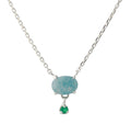 Silver necklace with blue quartz & green onyx droplet