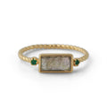 18ct gold plated rope silver ring with labradorite & green onyx