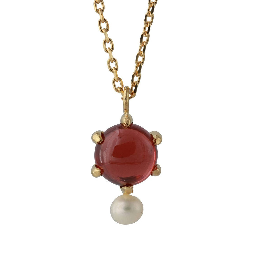 Majestic 18ct gold-plated silver necklace with garnet and pearl