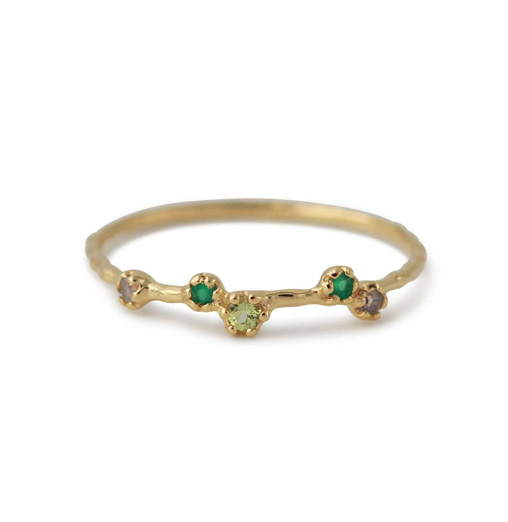 18ct Gold Plated Sterling Silver ring with various gemstones
