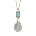 Aqua Chalcedony and Baroque Pearl Necklace in 18ct Gold-Plated Sterling Silver