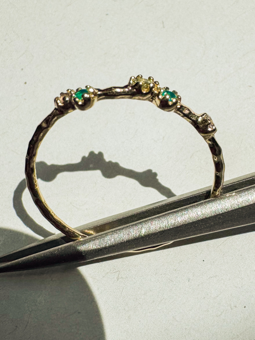 18ct Gold Plated Sterling Silver ring with various gemstones