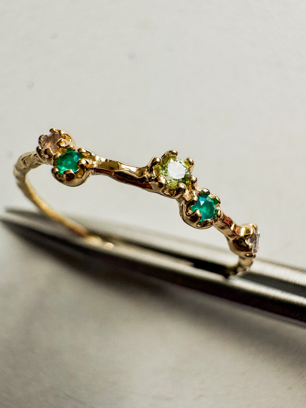 18ct Gold Plated Sterling Silver ring with various gemstones
