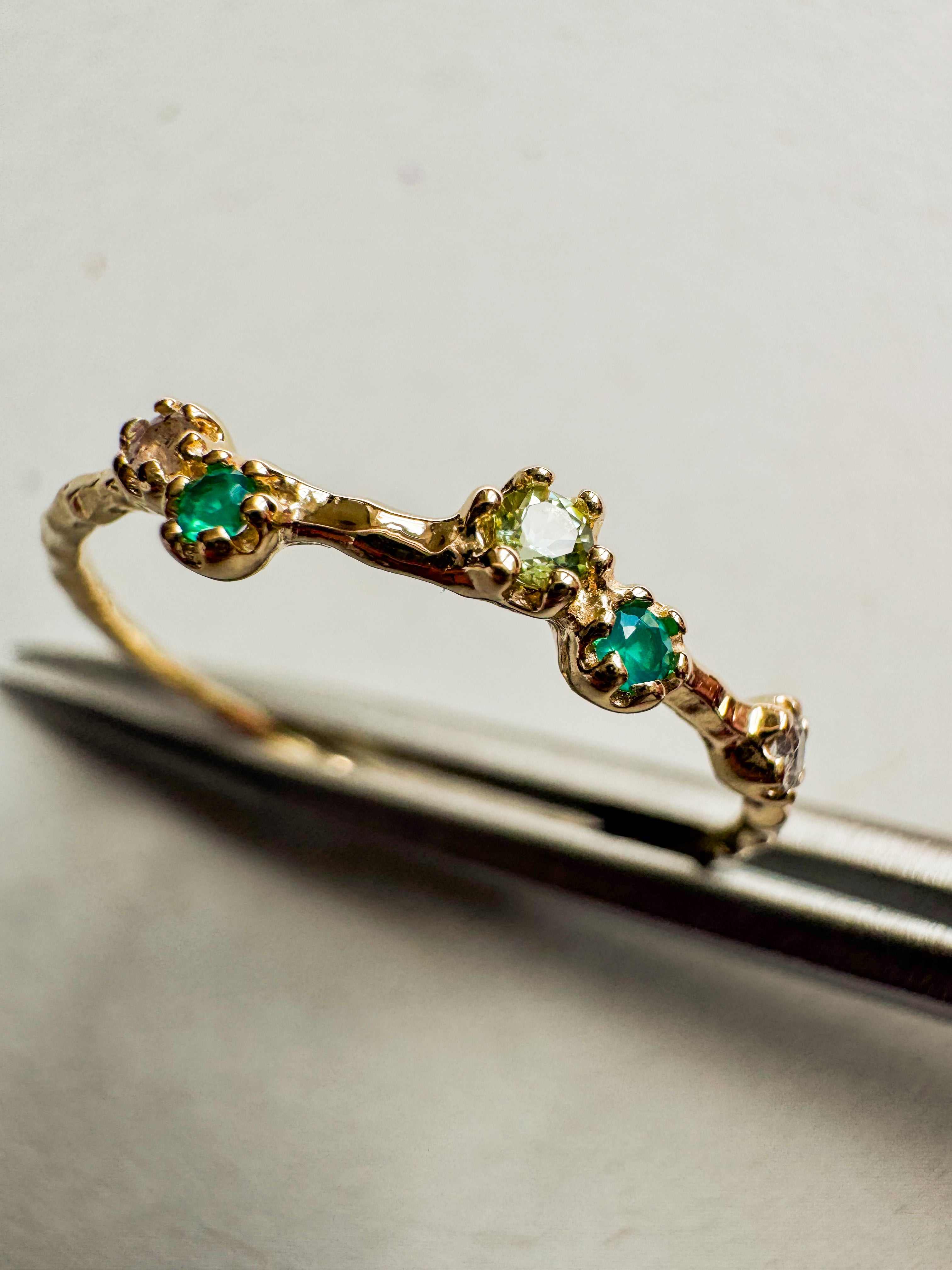 18ct Gold Plated Sterling Silver ring with various gemstones
