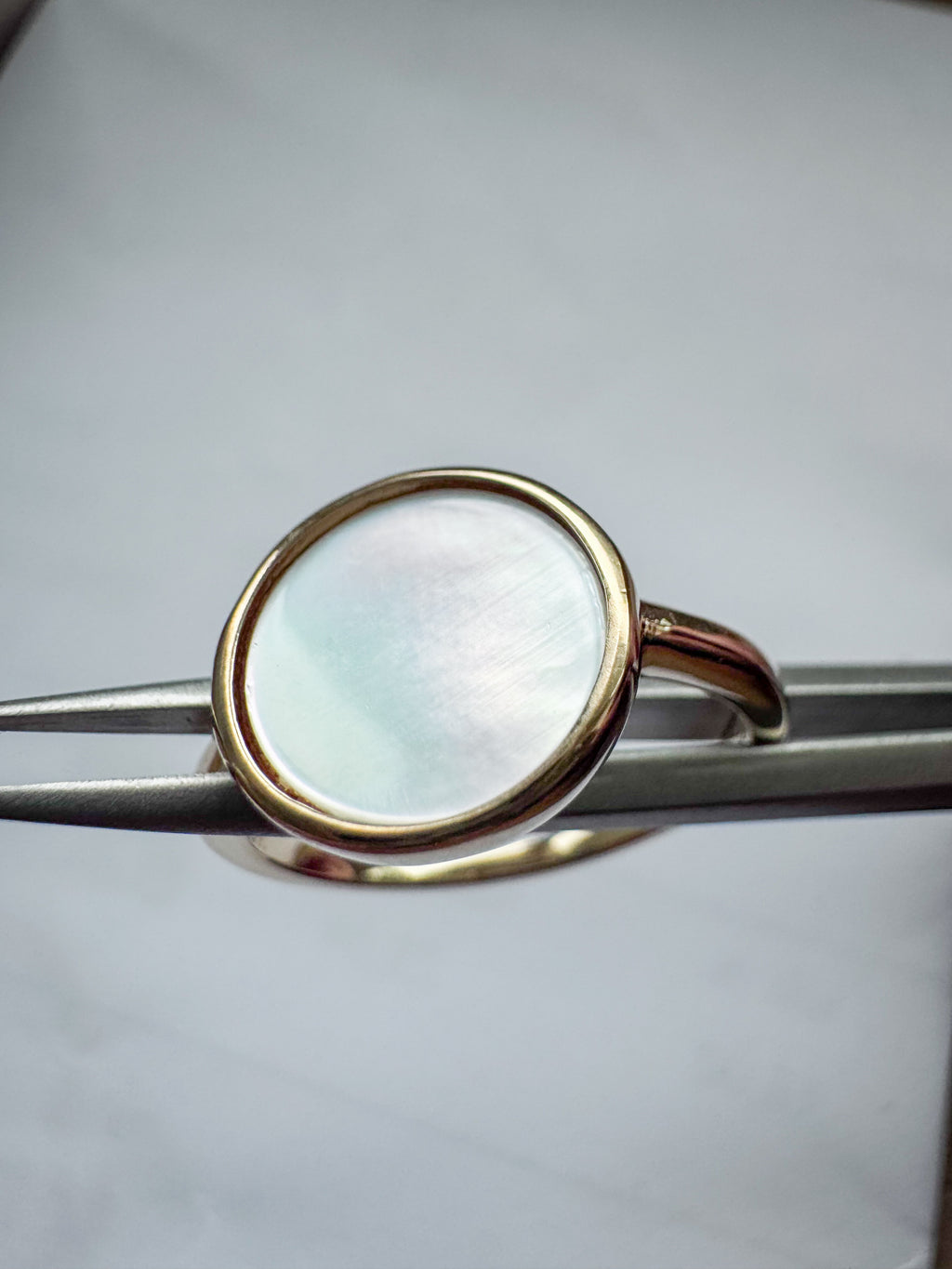 Gold-Plated Sterling Silver Mother of Pearl Ring
