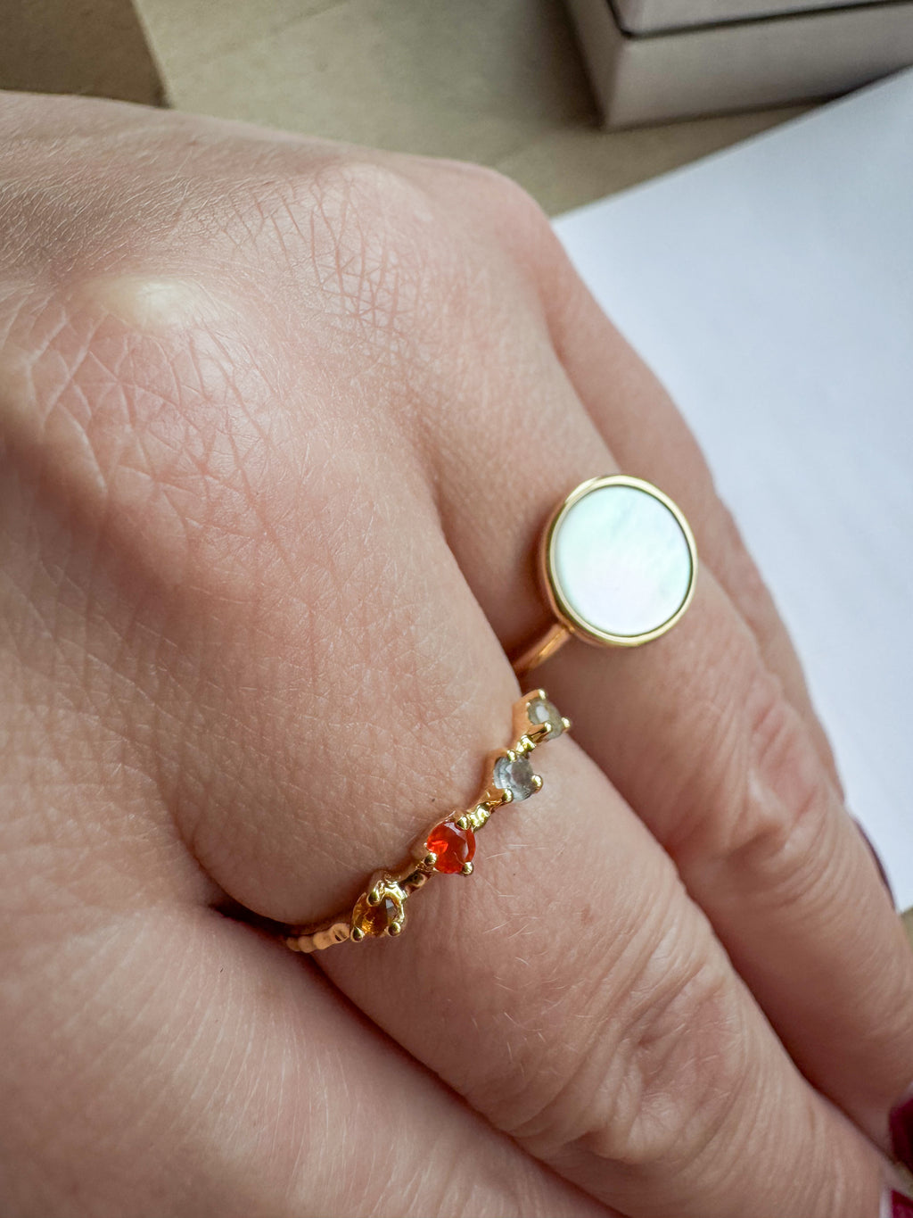 Gold-Plated Sterling Silver Mother of Pearl Ring