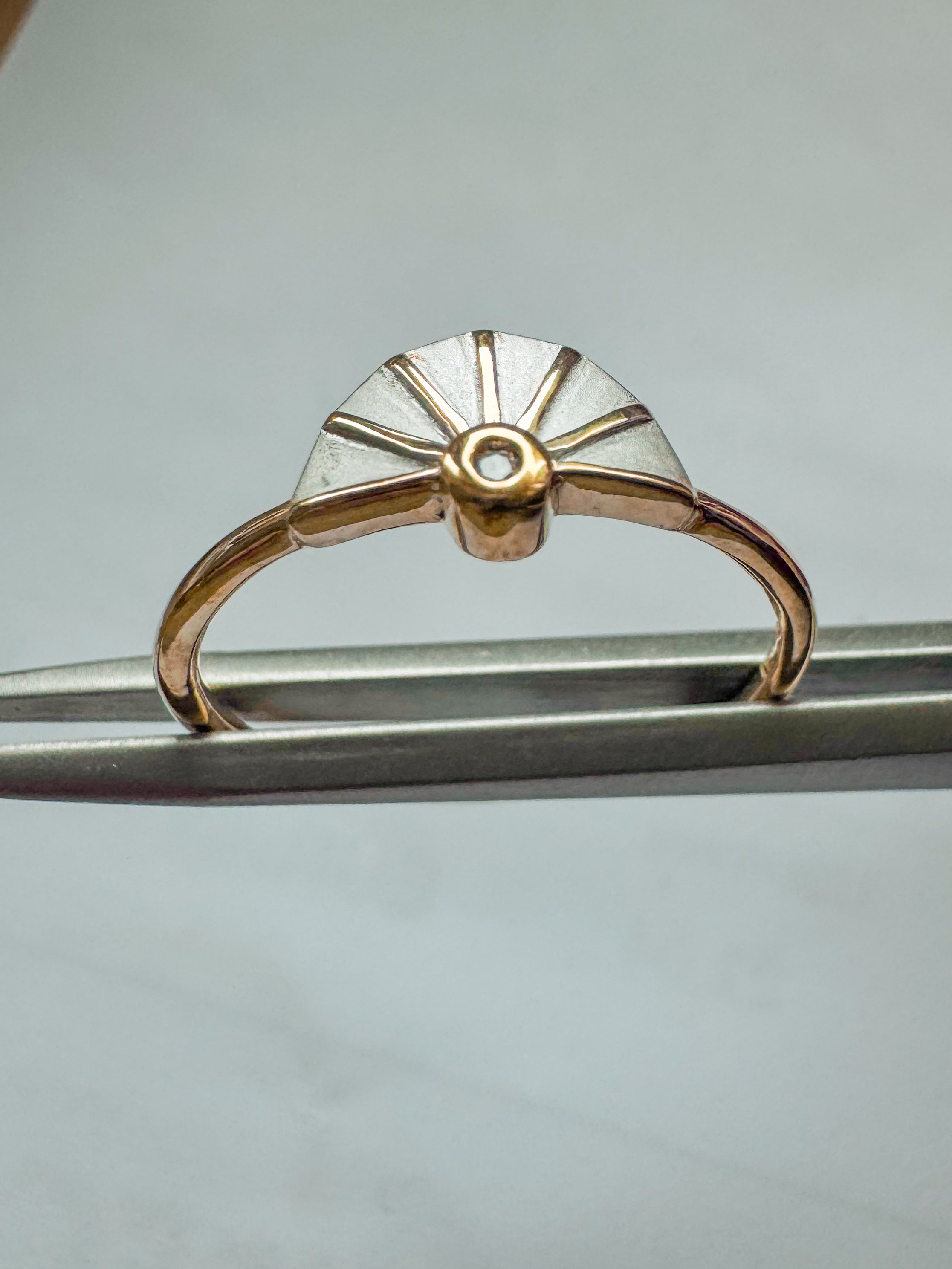 Gold-Plated Sterling Silver Fan Ring  - Art Deco
