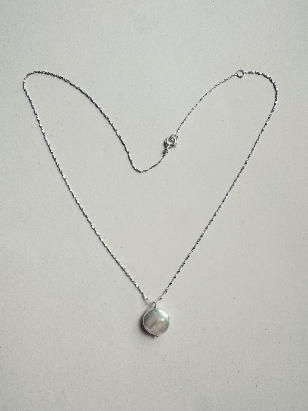 Silver necklace with 13mm South Sea pearl, chain 40+5 cm