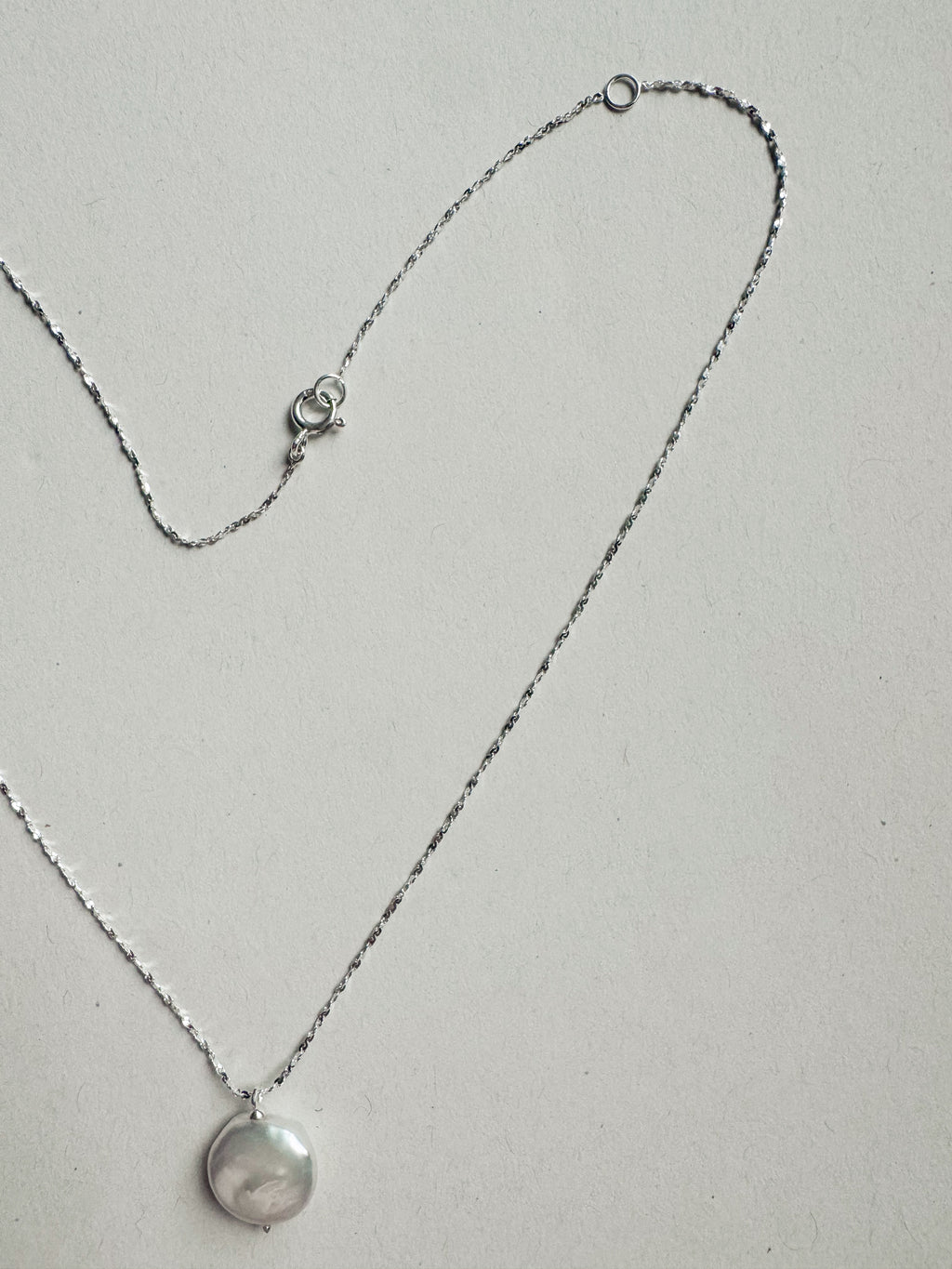 Silver necklace with 13mm South Sea pearl, chain 40+5 cm