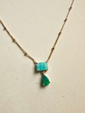 18ct gold-plated silver necklace with amazonite & green onyx