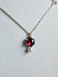 Majestic 18ct gold-plated silver necklace with garnet and pearl