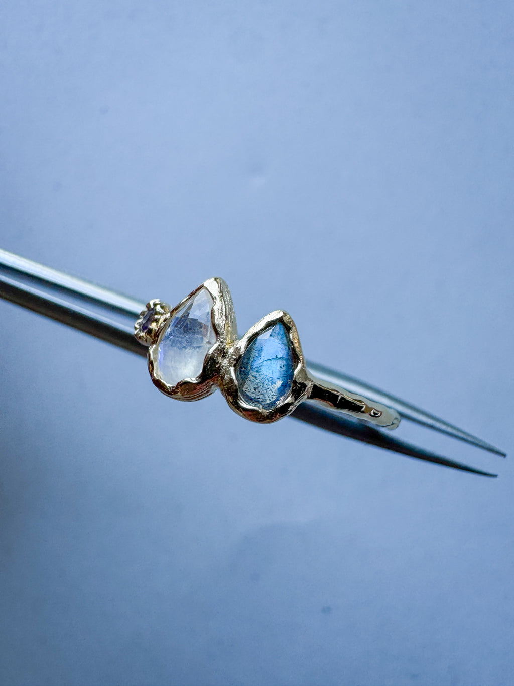 Trio Moonstone, Labradorite and Iolite Ring in 18ct Gold-Plated Sterling Silver
