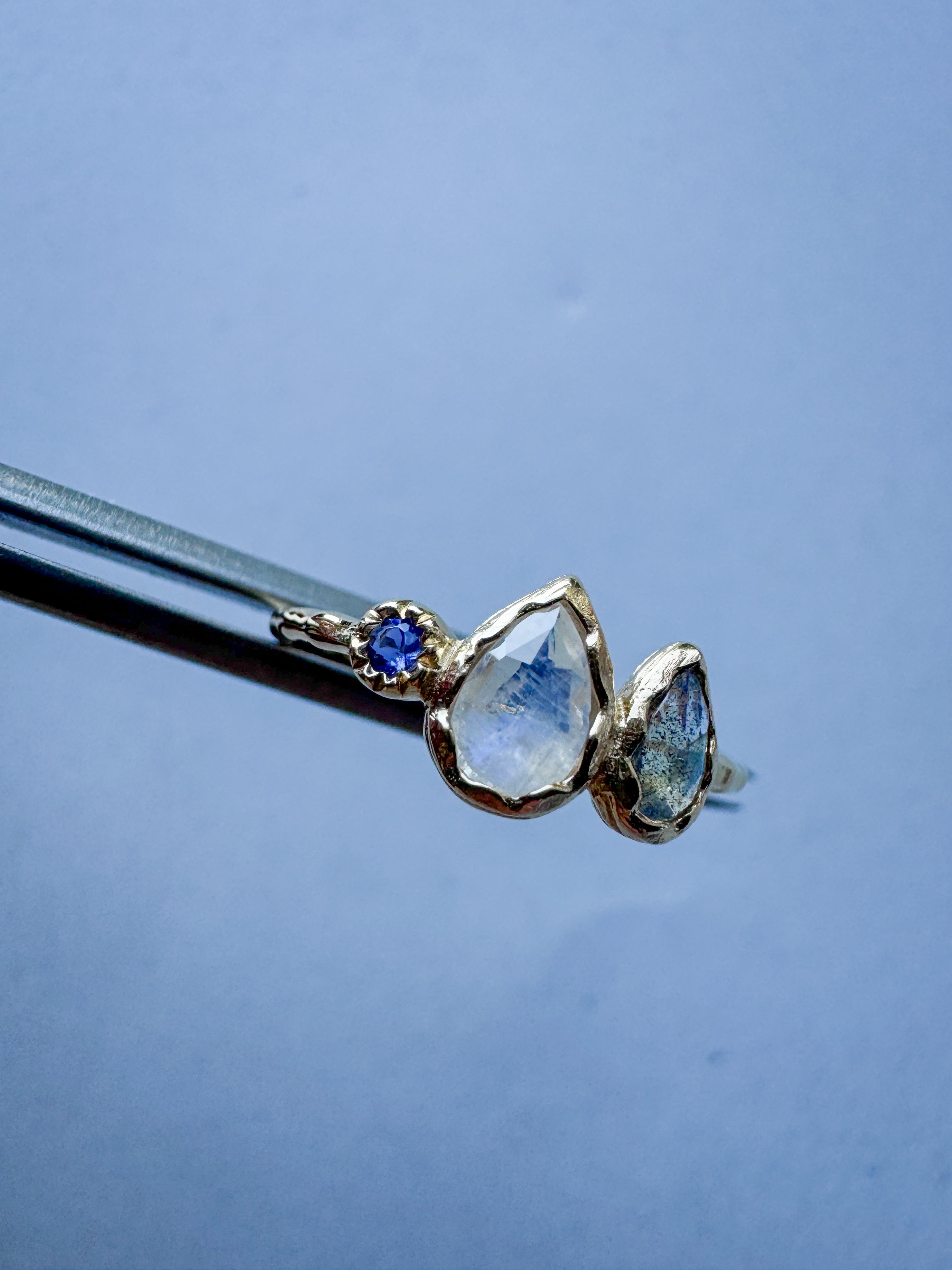 Trio Moonstone, Labradorite and Iolite Ring in 18ct Gold-Plated Sterling Silver