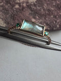 18ct gold plated rope silver ring with labradorite & green onyx