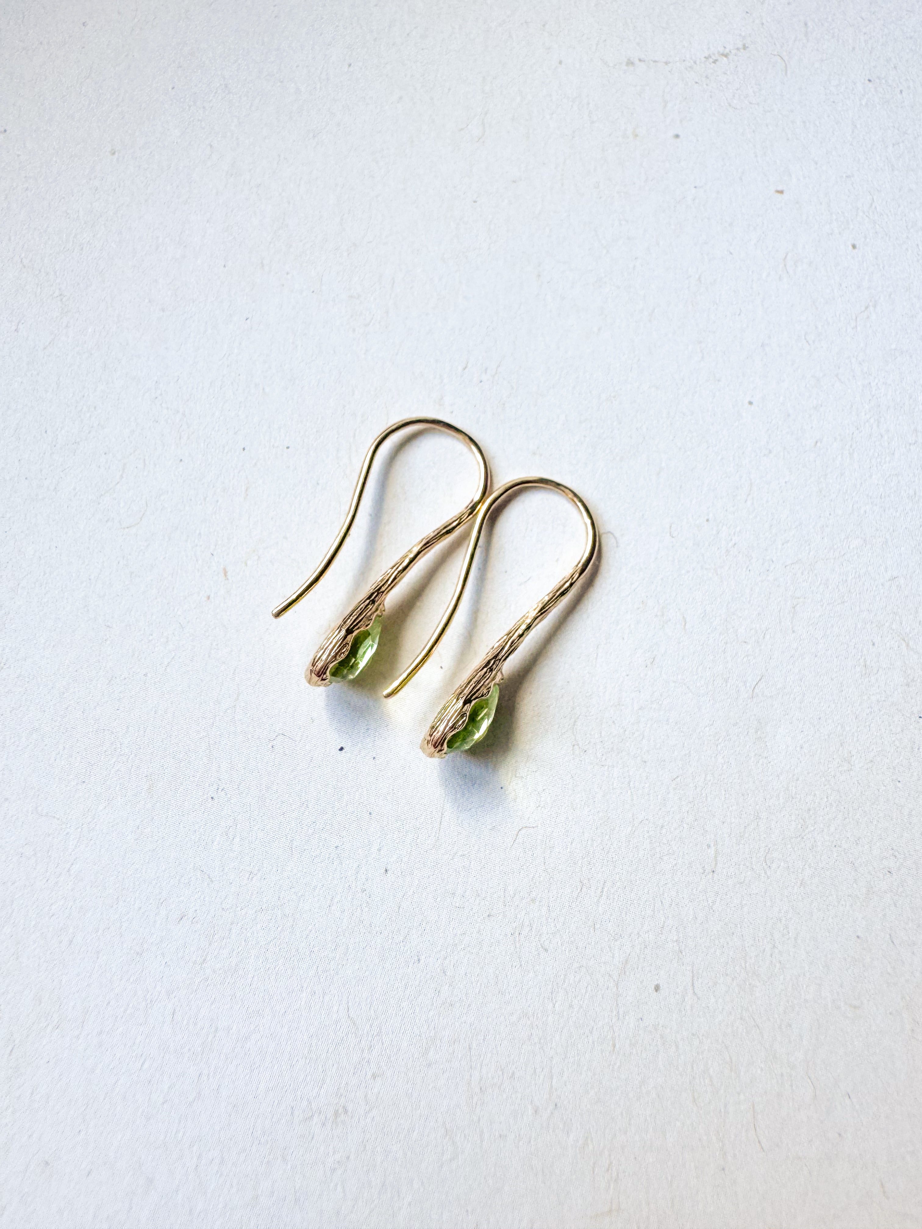 Peridot Drop Necklace and Earrings Set in 18ct Gold-Plated Sterling Silver