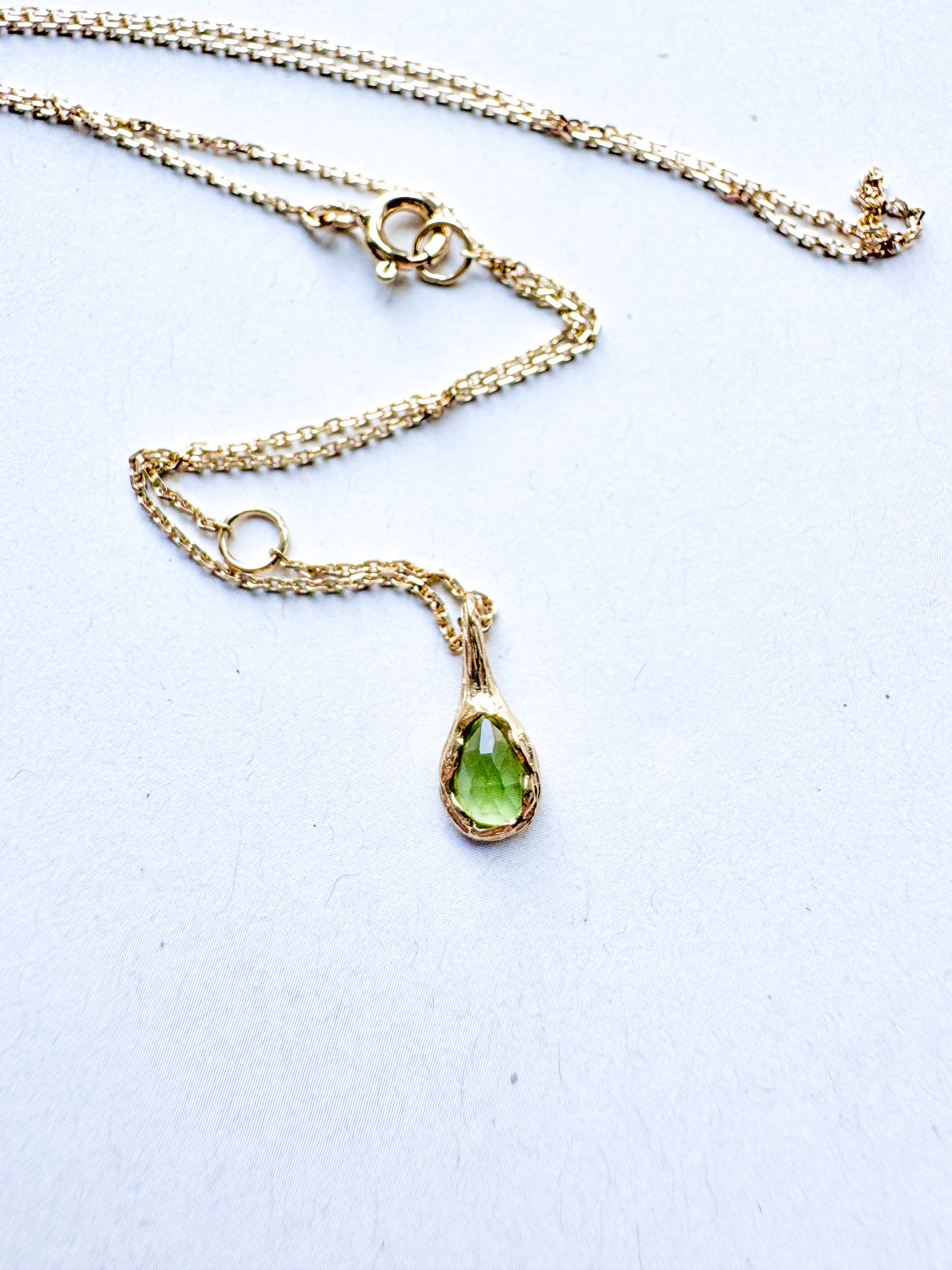 Peridot Drop Necklace and Earrings Set in 18ct Gold-Plated Sterling Silver