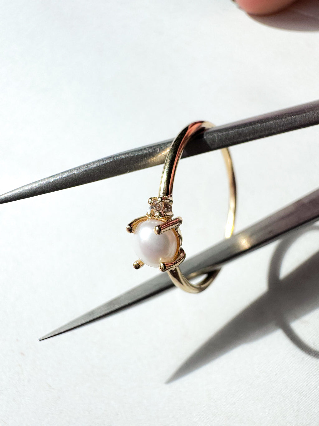 White Topaz & Pearl Ring