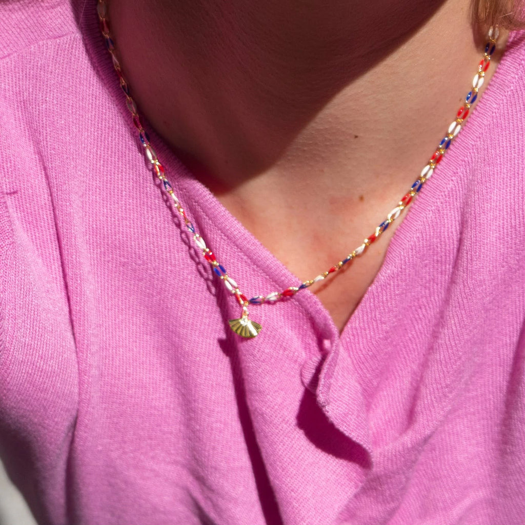18k Gold-Finish Sterling Silver Necklace with Multicolour Enamel Coating